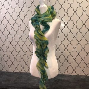 Hand knit wool scarf.